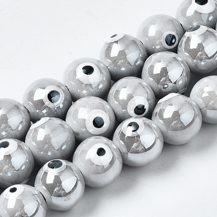 Brins de perles en céramique de porcelaine faites à la main PORC-T006-02M-1