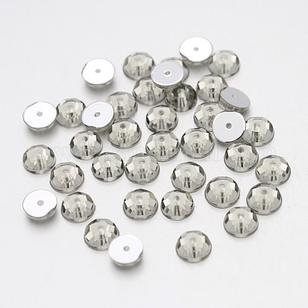 Back Plated Faceted Half Round Taiwan Acrylic Rhinestone Beads ACRT-M08-5-01-1