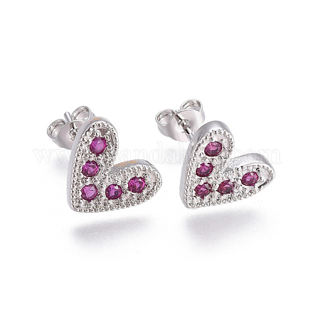 Brass Micro Pave Cubic Zirconia Stud Earrings EJEW-F201-02P-1