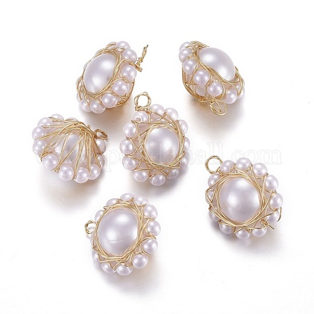 Colgantes de perlas de imitación de plástico abs KK-T039-30G-1