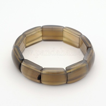 Natürlichen grauen Achat-Edelstein Perlen Stretch-Armbänder BJEW-J118-B05-1