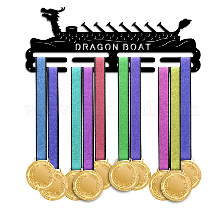 PHパンダホールメダルハンガーディスプレイ  ドラゴンボートメダルホルダーディスプレイハンガー金属メダルラックフレームスポーツ賞リボンホルダー個性的壁マウント階層型賞ラック60メダル以上用アスリート男性 ODIS-WH0021-396-1