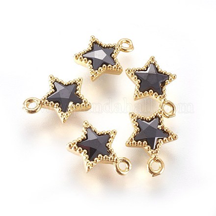 Golden Tone Brass Micro Pave Cubic Zirconia Charms ZIRC-L075-13A-G-1