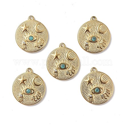 Vacuum Plating 201 Stainless Steel Natural Turquoise Pendants STAS-C064-VC923-1