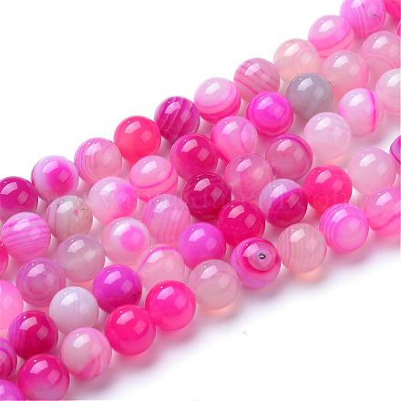 Chapelets de perles en agate rayée naturelle/agate à bandes G-R412-21-8mm-1