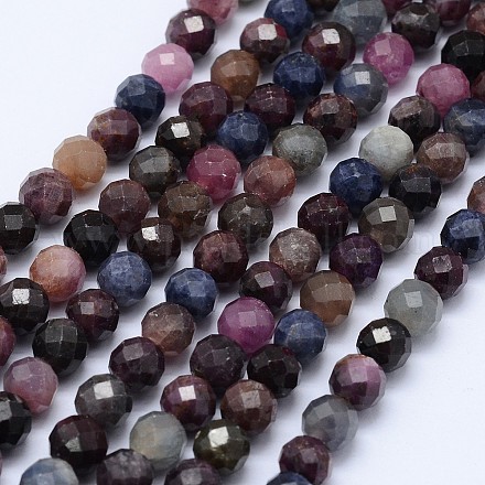 Natural Red Corundum/Ruby and Sapphire Beads Strands G-I206-29-6mm-1