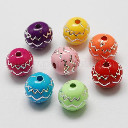Plating Acrylic Beads PACR-S191-8mm-M-1