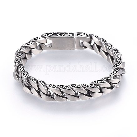 304 Stainless Steel Curb Chains Bracelets BJEW-E346-02AS-1