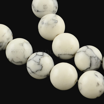 Chapelets de perles rondes en pierre de turquoise synthétique TURQ-R035-6mm-05-1