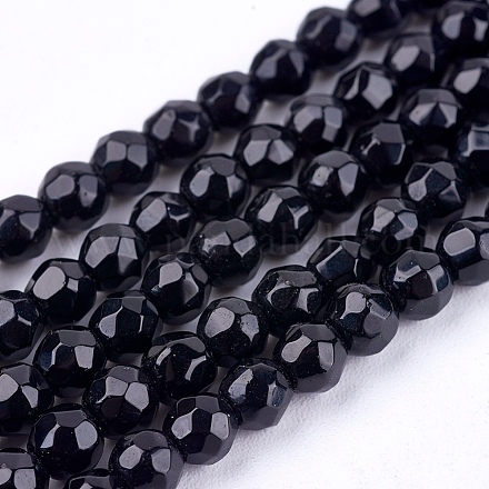 Pierre noire brins de perles G-I086-4mm-1