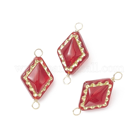 Transparent Acrylic Golden Metal Enlaced Connector Charms PALLOY-JF02098-1