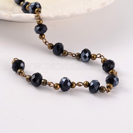 Chaînes de perles en verre manuelles pour la fabrication de bracelets et colliers AJEW-JB00187-03-1