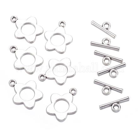 Flower Tibetan Style Alloy Toggle Clasps X-A0977Y-1