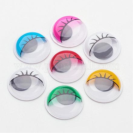 Wiggle plastique yeux écarquillés boutons bricolage accessoires artisanat scrapbooking jouets avec étiquette emplâtre sur le dos KY-S003B-15mm-M-1