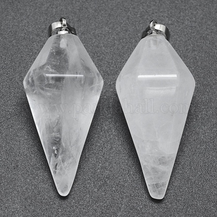 Natural Quartz Crystal Pointed Pendants KK-E757-F-08P-1