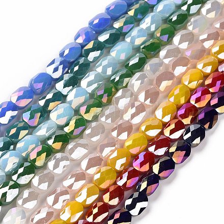 Faceted Electroplated Glass Beads Strands GLAA-G092-C-1