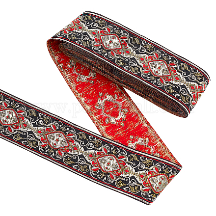 Ethnic Style Embroidery Polyester Ribbons OCOR-WH0070-04D-1