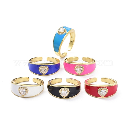 Heart Clear Cubic Zirconia Wide Band Ring for Girl Women ZIRC-C025-48G-1