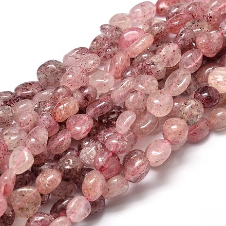 Natürlichen Erdbeere Quarz-Edelstein Nuggets Perlenstränge X-G-J336-27-1