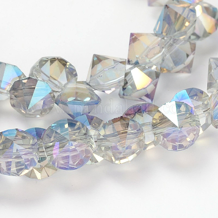 Medio arco iris plateado hebras de abalorios de vidrio transparente EGLA-J101-HR01-1