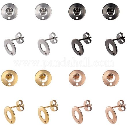 PandaHall Elite about 20 Pairs 4 Colors Stud Earring Findings STAS-PH0019-09-1