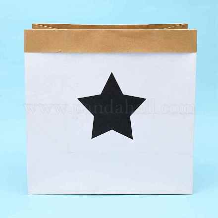 茶色のクラフト紙袋  ハンドル収納袋なし  ギフトバッグ  ショッピングバッグ  ホワイト＆バーリーウッド  星の模様  32x16x32cm CARB-H026-07-1