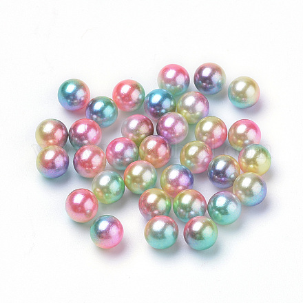 Cuentas de perlas de imitación acrílica arcoiris X-OACR-R065-3mm-A07-1
