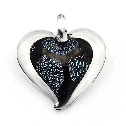 1Box Handmade Dichroic Glass Heart Pendants DICH-X028-05-1