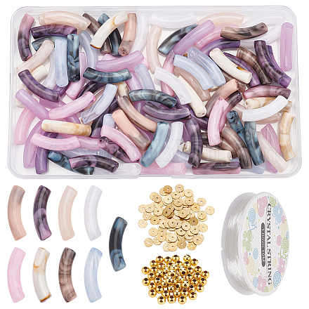 Nbeads kit de fabrication de bracelet tube incurvé imitation pierre gemme diy DIY-NB0007-30-1