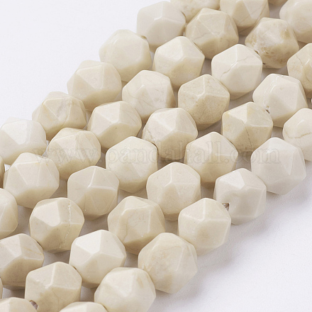 Chapelets de perles en bois pétrifié naturel G-J372-15-8mm-1