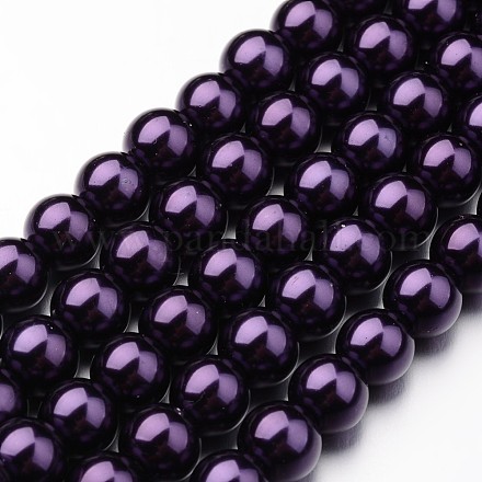 Eco-Friendly Dyed Glass Pearl Round Beads Strands HY-A008-8mm-RB099-1