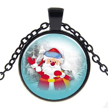 Collane con pendente in vetro a tema natalizio NJEW-J056-B953-B-1