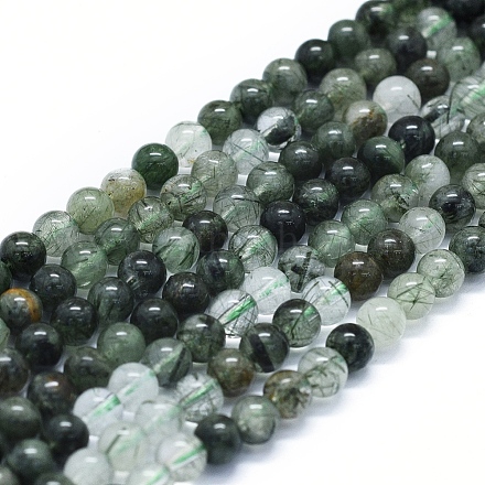 Natürlichen grünen Rutilquarz Perlen Stränge G-E561-14-4mm-1