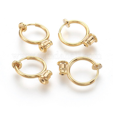 Eco-Friendly Brass Clip-on Hoop Earrings X-KK-L168-04G-1