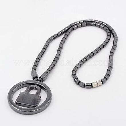 Fashionable Magnetic Synthetic Hematite Necklaces BJEW-K006-14-1