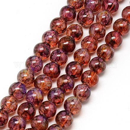 Chapelets de perles en verre peint DGLA-Q023-8mm-DB61-1