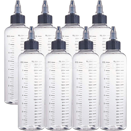 Benecreat 8 Packung 230 ml transparente Plastikflasche mit Drehverschluss und abgestufter Messung für Flüssigkeiten TOOL-BC0008-24-1