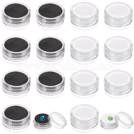 Pandahall elite 20 Uds. Cajas de almacenamiento de diamantes sueltas de plástico transparente redondas de 2 colores con tapa de tornillo y esponja en el interior CON-PH0002-96-1