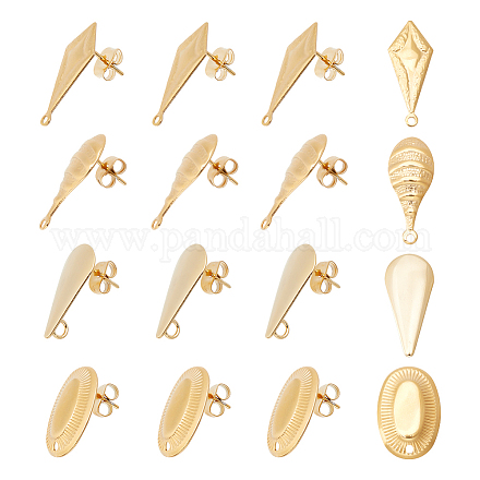 Arricraft 16 pièces 4 styles de tiges de boucles d'oreilles STAS-AR0001-40-1