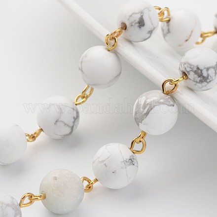 Chaînes de perles de howlite naturelle à la main AJEW-JB00233-02-1