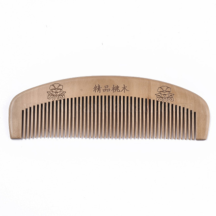 Carved Peach Wooden Combs OHAR-T007-02A-1