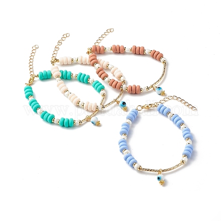 Bracelets faits main de perles en pâte polymère BJEW-JB06548-1