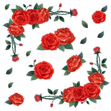 塩ビウォールステッカー  壁飾り  バレンタインデーのために  ローズ模様  800x390mm DIY-WH0228-456-1