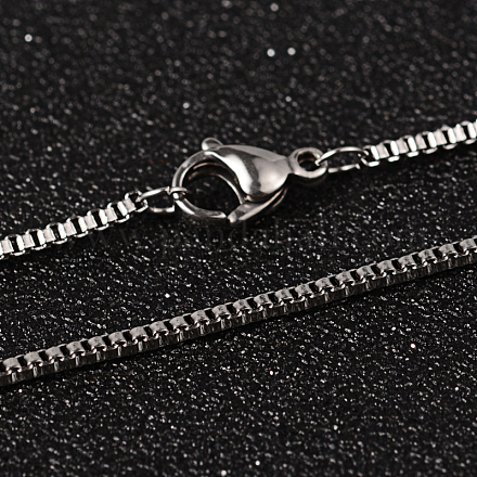 304 Stainless Steel Box Chain Necklaces NJEW-O096-08P-1