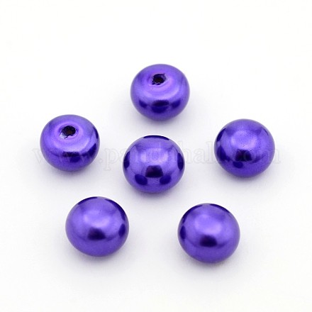 Half Drilled ABS Plastic Imitation Pearl Rondelle Beads OACR-F001C-05-1