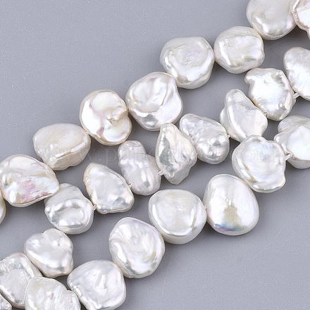 Fili di perle di keshi di perle barocche naturali PEAR-Q015-013-1