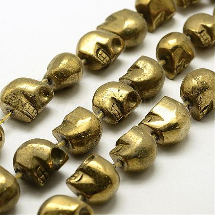 Electroplated Natural Pyrite Beads Strands G-N0258-M-03-1