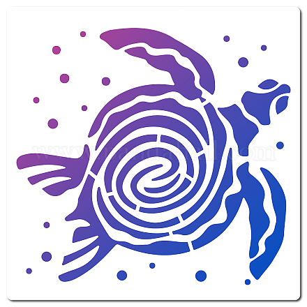 GORGECRAFT Sea Turtle Stencil 18x18cm Plastic Square Painting Stencils Reusable Summer Ocean Theme Drawing Template for Painting on Wall Fabric Scrapbooking Card DIY Art Crafts Home Decorations DIY-WH0286-014-1