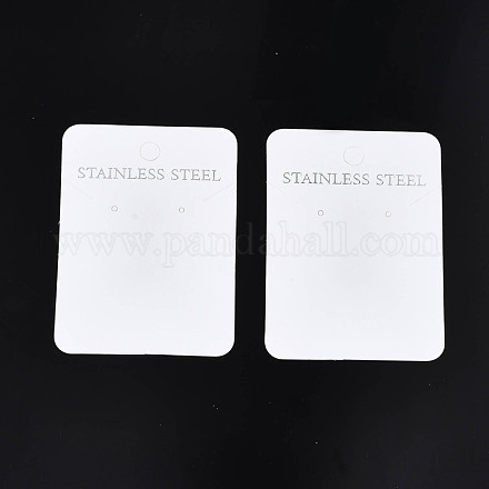 厚紙のアクセサリーディスプレイカード  ネックレス用  ジュエリーハングタグ  単語ステンレス鋼の長方形  ホワイト  7.3x5.3x0.05cm CDIS-N002-010-1