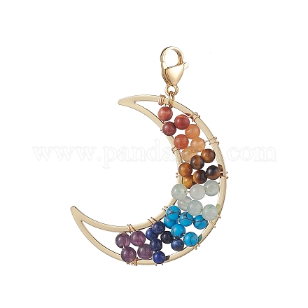 Décorations de pendentifs en perles de pierres précieuses naturelles/synthétiques HJEW-JM01006-1